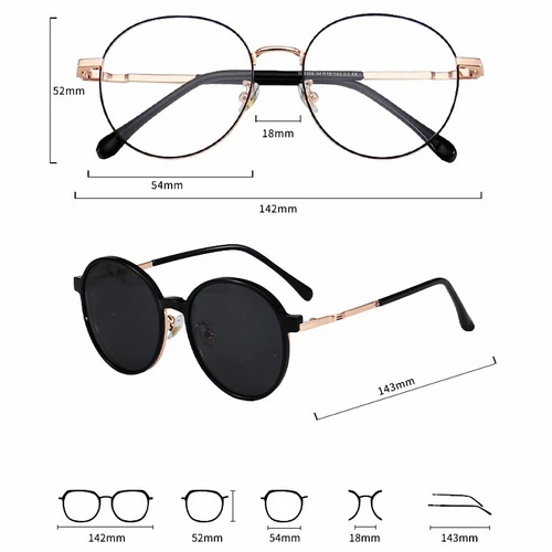 Imagen 2 del producto YIMARUILI, moda Retro, aleación redonda, Clip polarizado magnético, gafas graduadas ópticas para hombres, monturas para gafas para mujeres TP1106