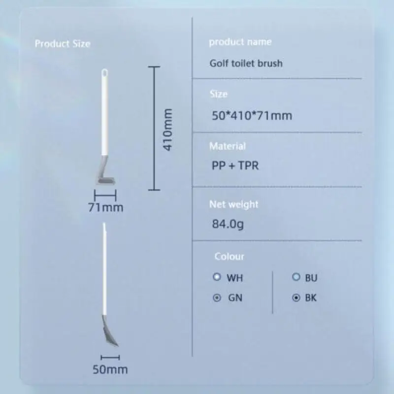 골프 변기 브러시, 긴 손잡이 욕실 변기, 막다른 끝 청소 브러시 없음, 1PC