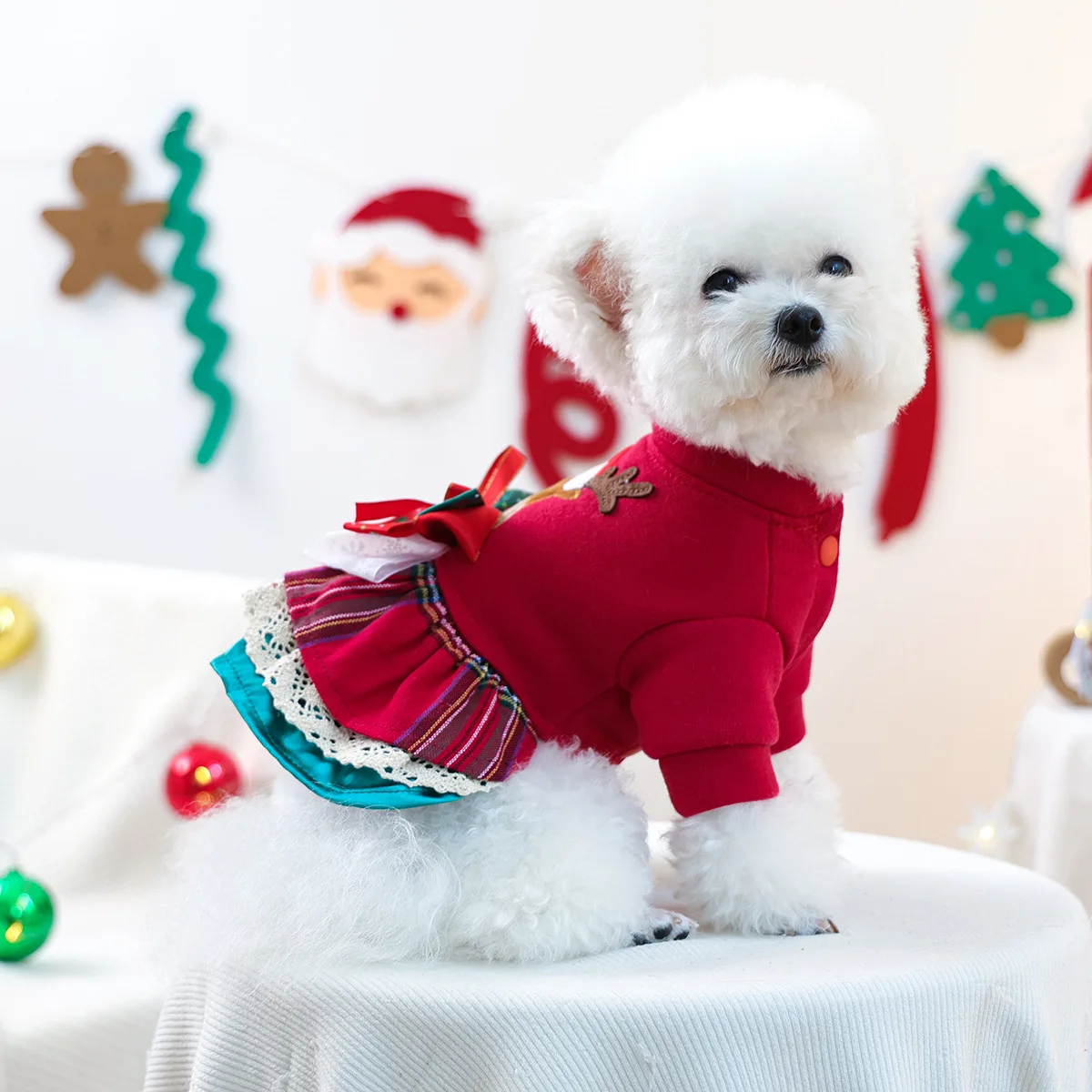 Pet Clothes Autumn Winter New Small Puppy Happy Dog Cat Warm Collection Snowflake Reindeer Christmas Dress