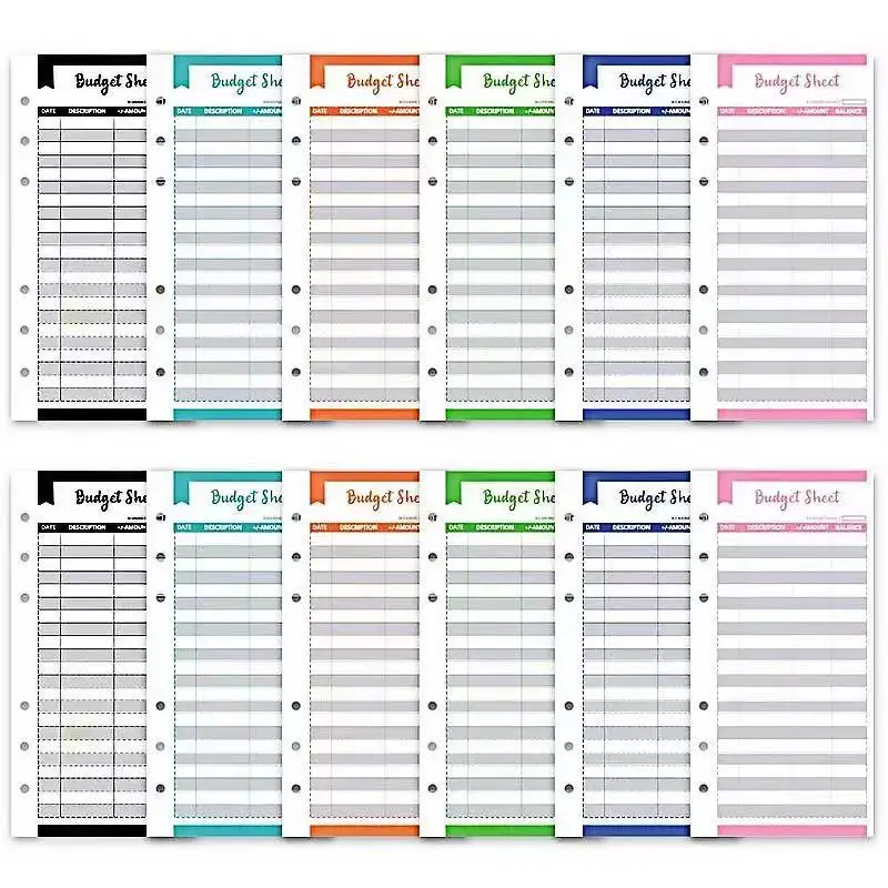 Budget Binder Sheets A6 Binder Stickers for Pockets Daily Budget Record Notes Binder Papers Category Sticker Labels