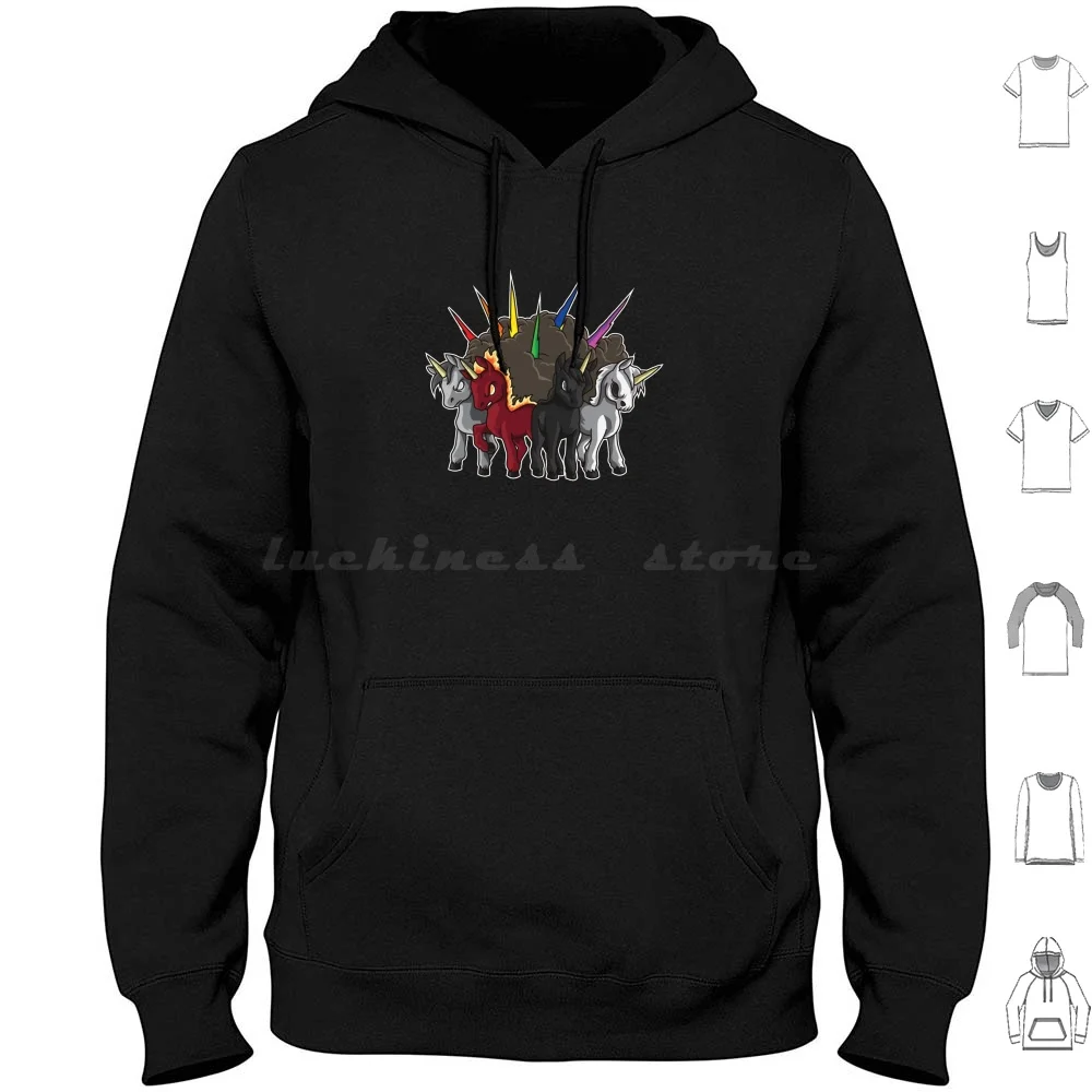 The Four Unicorns Of The Apocalypse Hoodies Long Sleeve Mythical Creature Unicorn Rainbow Horse Hoof Cute Magic Stars