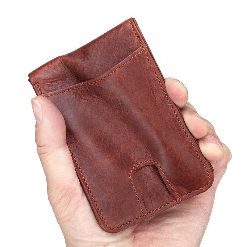 New Casual Genuine Leather Small Wallet For Men Male Slim Purse Man Credit Card Holder Mini Pocket Money Bag 4 Colors