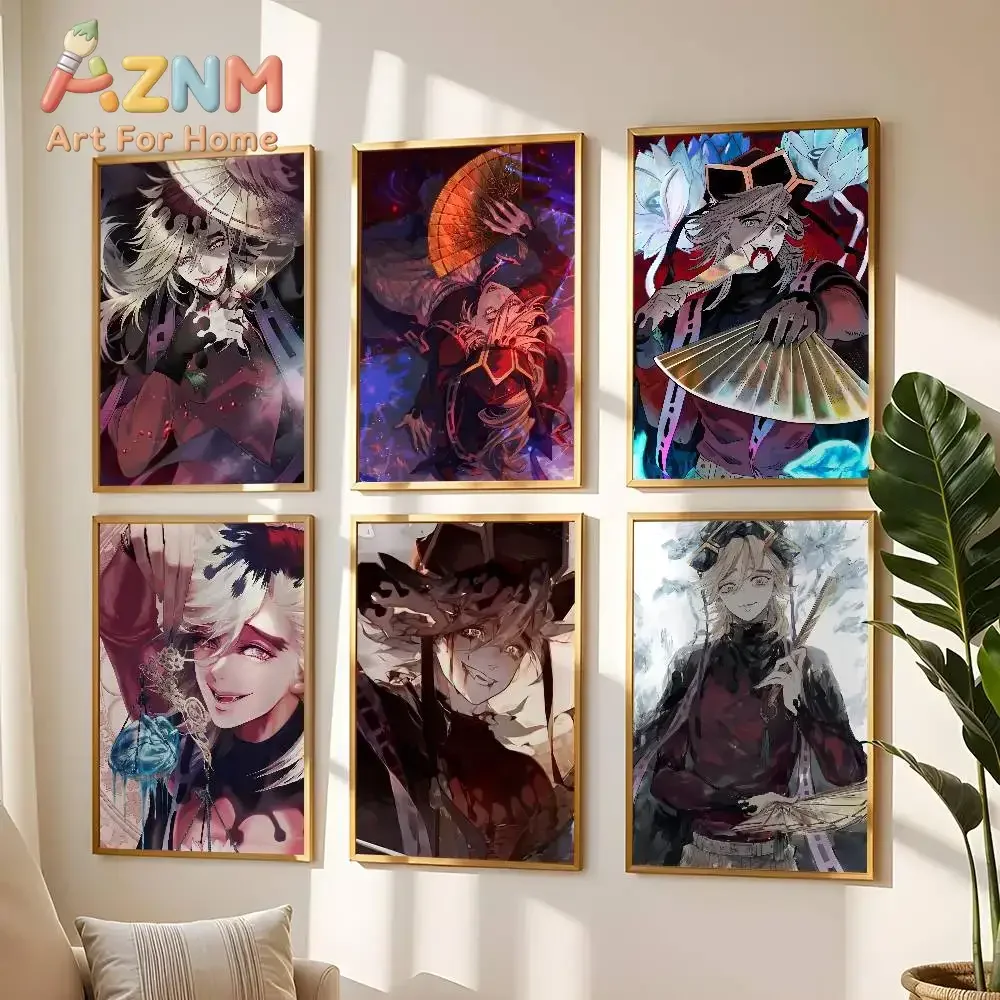 AZNM Demon Slayer Douma Anime Canvas Wall Art Frameless Print Poster for Home Bedroom Living Room Wall Decor