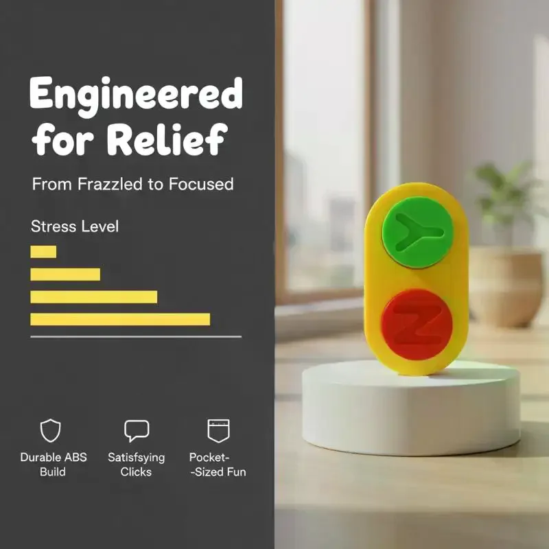 1 Pack 6.5cm 3D Printed Eco-Friendly: PLA Yes No Button Fidget Toy Novelty Desk Gadget