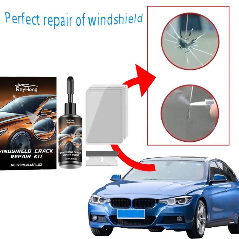 Resina profesional para reparación de grietas de parabrisas: compuesto de curado UV para chips de 0,1-3 mm |   Sello resistente a la intemperie y restauración de vidrio