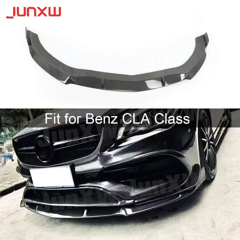 For W117 CLA Class Car Racing Carbon Fiber Front Bumper Lip Spoiler for Mercedes Benz CLA200 CLA250 CLA45 AMG 2016-2018