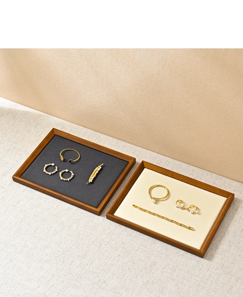 Oirlv Retro Solid Wood Jewelry Ring Jewelry Display Organizer Box Tray Holder Earring Jewelry Storage Case Showcase Drawer