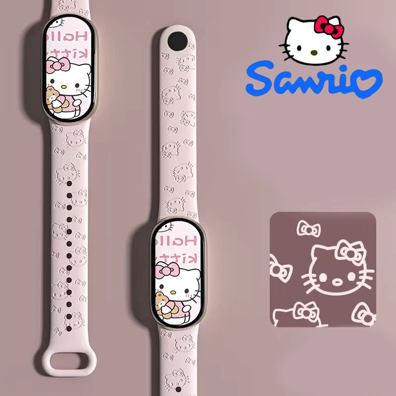 Sanrio Hello Kitty Watchband for Xiaomi Mi Band 8 7 6 5 4 3 Bracelet Wrist Straps Cartoon Replacement Sports Strap Accessories