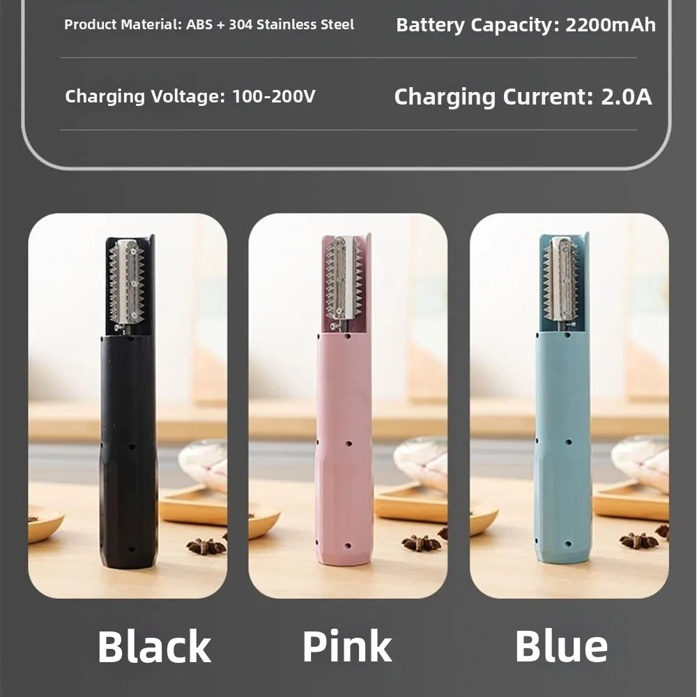 Waterproof Electric Fish Scaler Cordless Design Rechargeable Battery Fish Scale Remover Electric Power Stainless Steel