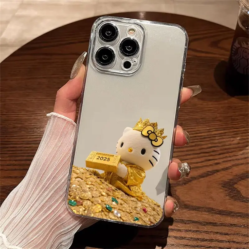 Hello Kitty Anime Kawaii MINISO Ins Fashion Phone Case Suit for iPhone 16 15 14 Promax Apple Cover Kt Cat Lovely Gifts for Girls