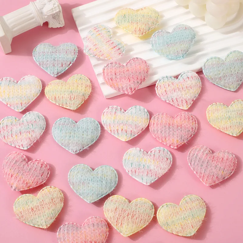 30 Stück 4,5 cm große, gepolsterte Häkelherz-Applikationen für DIY-Haarspangen-Zubehör, Kleidung, Kopfbedeckungen, Taschendekoration, Patches – Detail 4