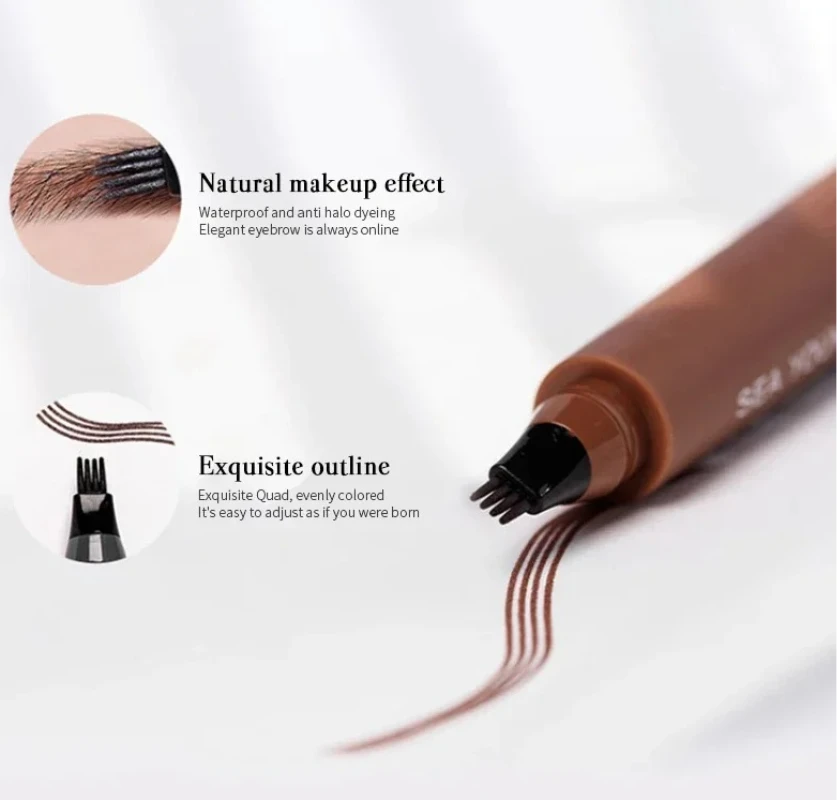 Penna per sopracciglia 4D Microblading 4 forchette Punta Matita per tatuaggio sopracciglio Lunga durata Schizzo fine Liquido Impermeabile Sopracciglio Make Up Tattoo