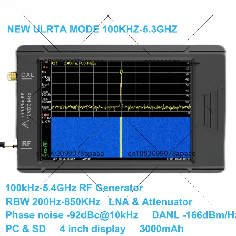 Wishcolor New Handheld TinyAnalyzer ULTRA 100K-5.3GHz RF Signal Generator 4Inch Display TinySA With Battery