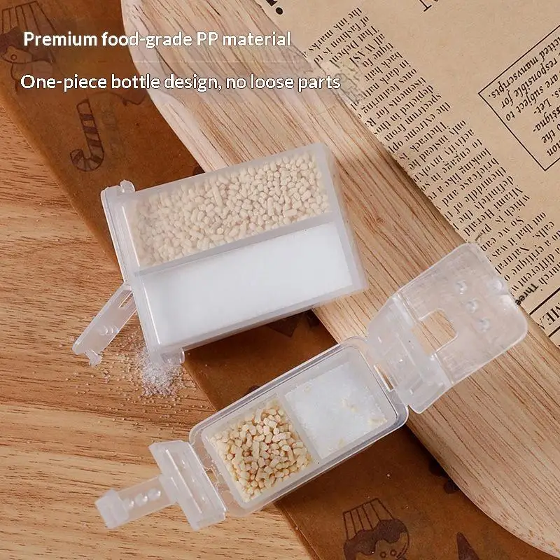 3Pcs 2in1 Camping Seasoning Shaker Multi Purpose Spice Jar With Lid 2 Compartment Outdoor BBQ Cooking Salt Pepper Storage Box