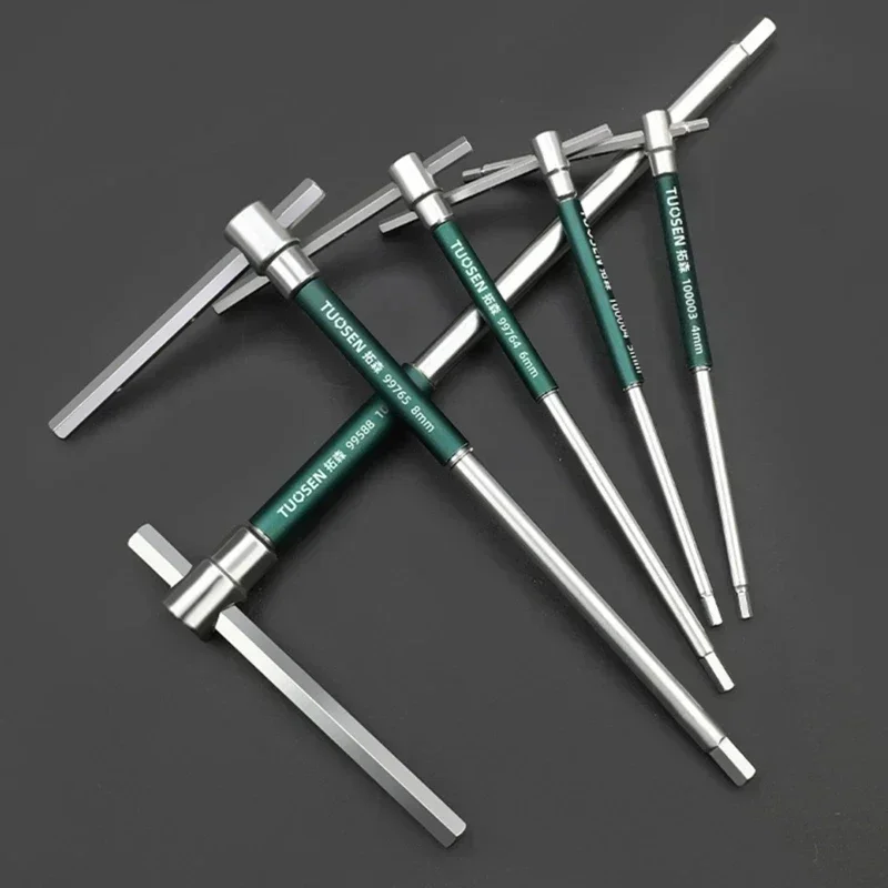 2.5/3/4/5/6/8/10mm T Type Allen Hex Wrench Screwdriver Chrome T-Socket Wrench Car Tools T-shaped Spanner Hand Tool Extended