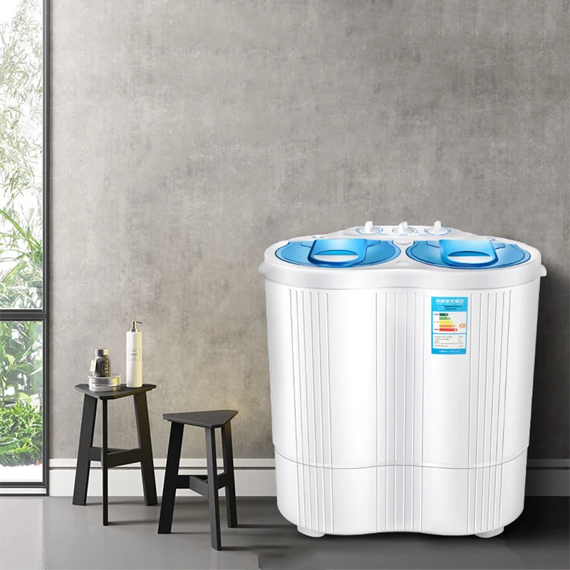 Washing Machine Household Double Barrel Double Cylinder Semi-automatic Small Mini Washing Machine Dehydration and Drying