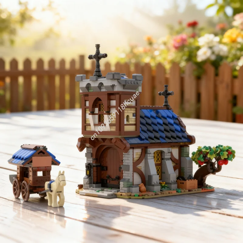

1636pcs MOC Medieval Church Ideas and CUUSOOed Model Building blocks Construction Christmas gifts DIY toys creative Brick Kids