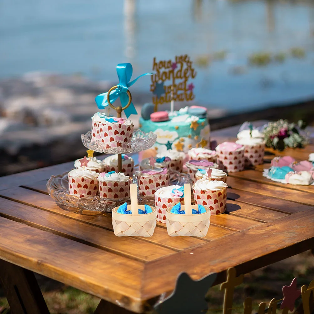 

2Pcs Portable Wedding Candy Baskets Safe Odorless Tiny Woven Baskets for Festivals Gatherings Multipurpose Decorative