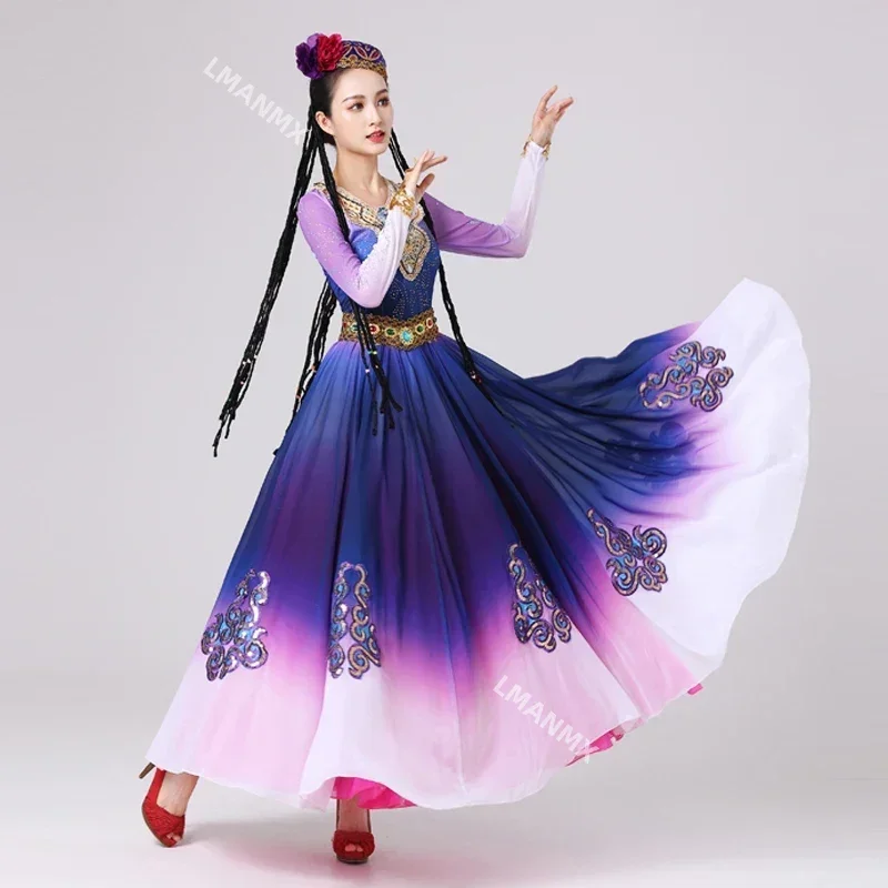 신장 무용 의상 우이족 스커트 민속 무대 공연 Kao dancesport 오프닝