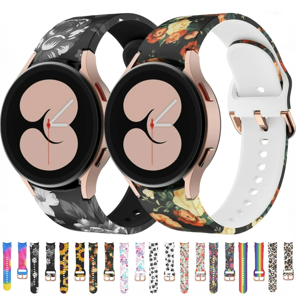 

Silicone Strap for Samsung Galaxy Watch 4/5/6/7 44mm 40mm/Classic 47mm 43mm 46 42mm/5 Pro 45mm Printed Wristband Galaxy Watch 7