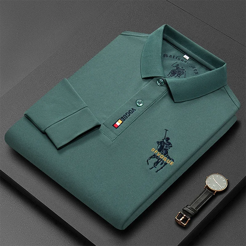 Brand 2024 New Long Sleeve Polo Shirt Lapel Embroidery Shirts Casual Men Clothing TShirts Fashion Breathable High Quality Tops