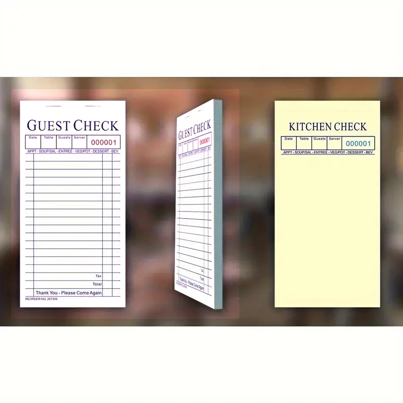 Restaurant Guest Check Book & Guest Receipts Carbonless Waitress Notepad & Checks for Better Readability