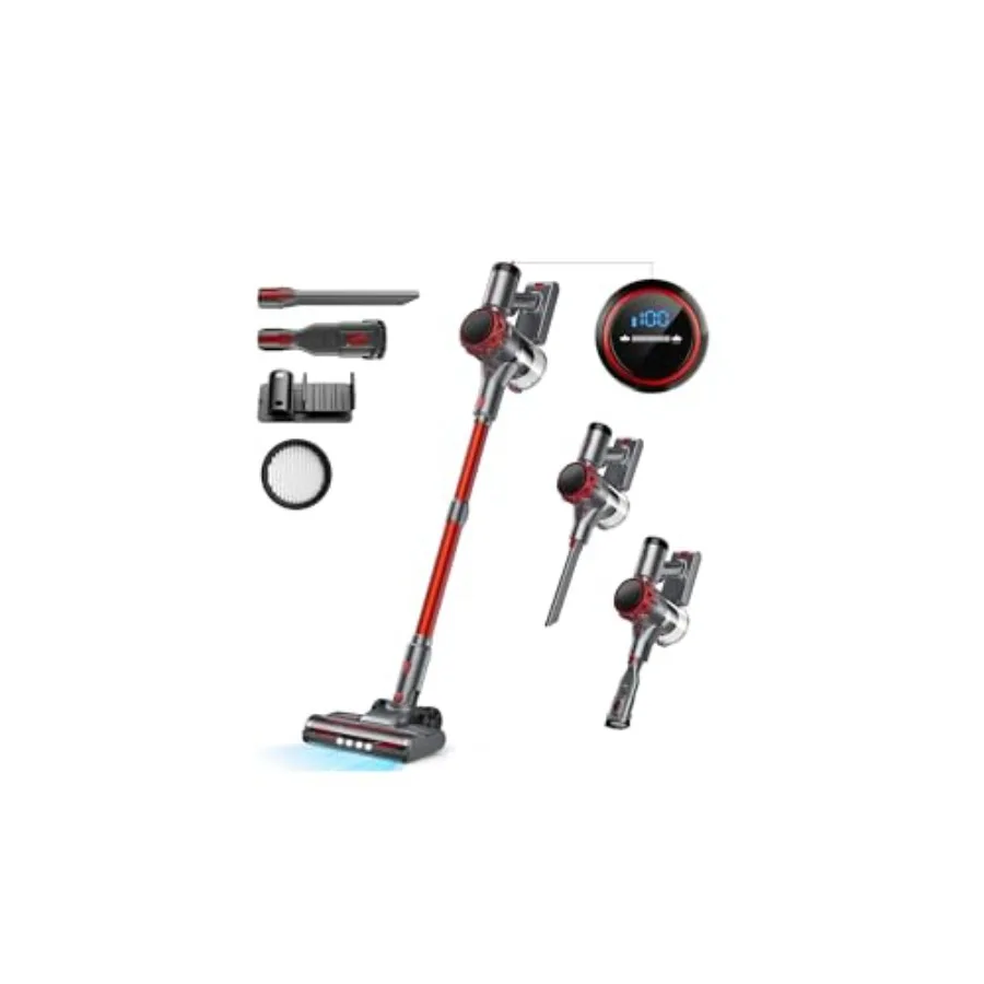 

S3P Cordless Vacuum Cleaner 45kPa Powerful Suction for Home 55-Min Runtime Rechargeable Stick Vacuum with Self-Standing Design