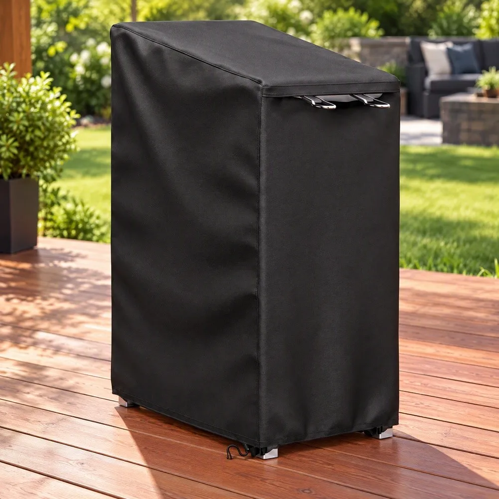 Black Deep Fryer Cover 68 x 36 x 95 cm - Oxford Fabric Full Length Protection for 4 Gallon Fryers - No Side Cart