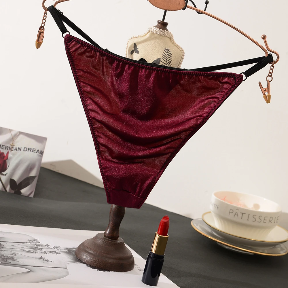 Нижнее белье, тонкие атласные хлопковые бесшовные сексуальные атласные трусики, стринги, секс-стринги, трусы