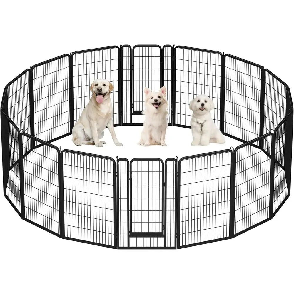 

Portable 47 16-Panel Heavy-Duty Metal Dog Exercise Pen for Indoor, Outdoor, RV, Camping, Yard, and Garden Use