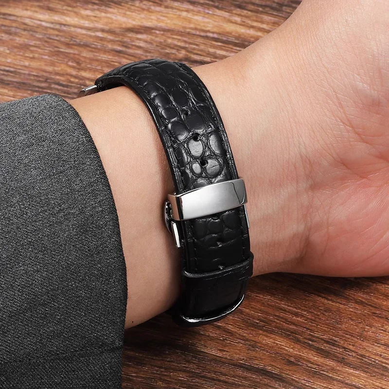 Crocodile Skin Watch Band Men's 20mm 22mm Genuine Leather Black blue brown For Rolex Omega Tissot IWC Seiko Arc Watch Strap belt