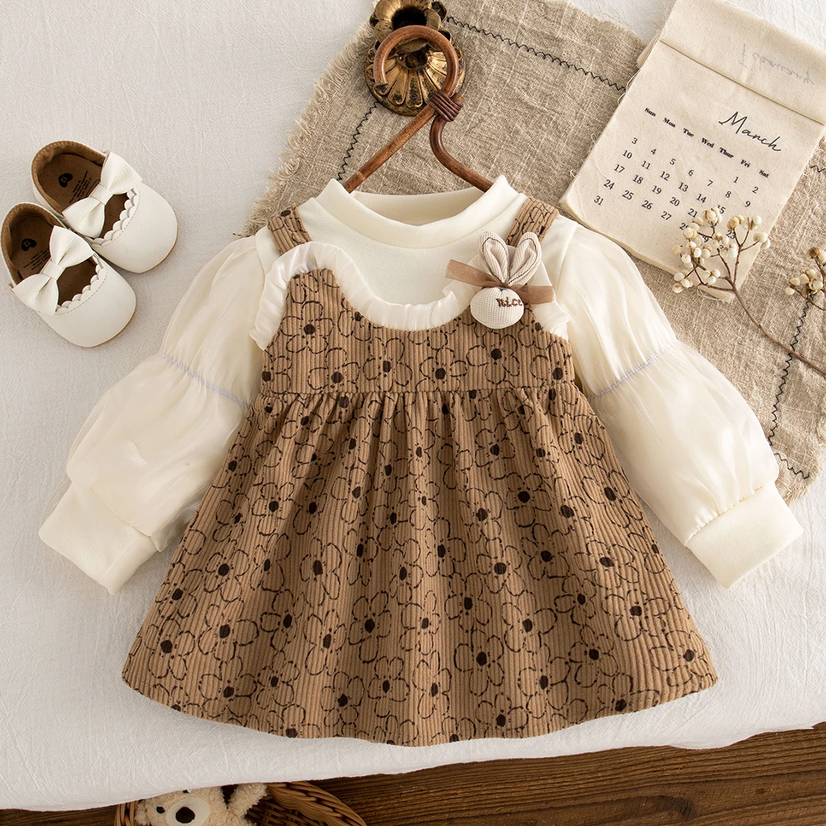 

Autumn New Floral Print Baby Girl Dress, Sweet And Cute Children'S Clothing For Holiday Parties (9 Months -3 Years Old)