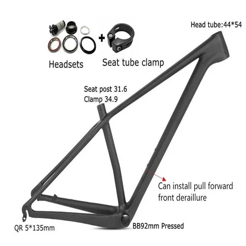 TWITTER OEM decals raw bicycle frame 29er 275 650b carbon fiber t800 mountain bike mtb frame 29 Quick release 135 carbon frame