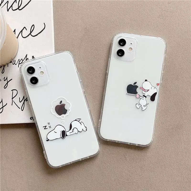 Peanut Snoopy Creative Idea Phone Case For iPhone 16 15 14 13 12 11 Pro Max XS Max XR 7 8 Plus MINI Y2K Transparent Back Cover