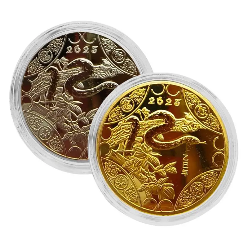 2025 Chinese Snack New Year Commemorative Coin Gold Plated Foil Sturdy Snake Coin Brings Good Fortune For New Year Birthday