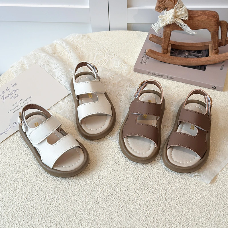 Children's Sandals 1-18 Years Old Beige Open-toe Boys Girls Toddler Shoes Brown Soft Bottom Non-slip Kids Baby Beach Sandals