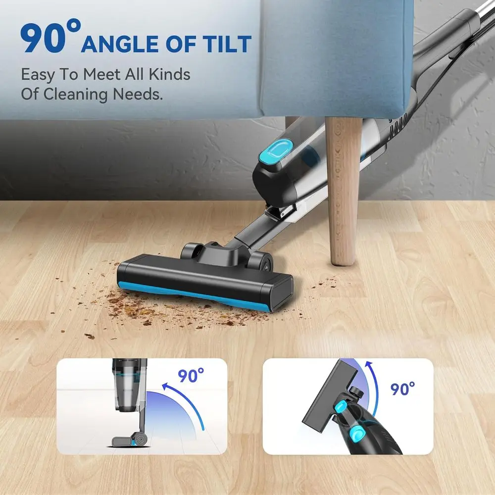 เครื่องดูดฝุ่นแบบมีสายทรงพลัง 30Kpa ความยาว 16 ฟุต เครื่องทำความสะอาดน้ำหนักเบา 2-in-1 สำหรับพื้นและขนสัตว์เลี้ยง (สีน้ำเงิน-ดำ)