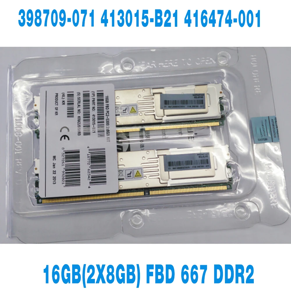 

1PCS 1/pcs For HP 16GB(2X8GB) FBD 667 DDR2 Server Memory 398709-071 413015-B21 416474-001