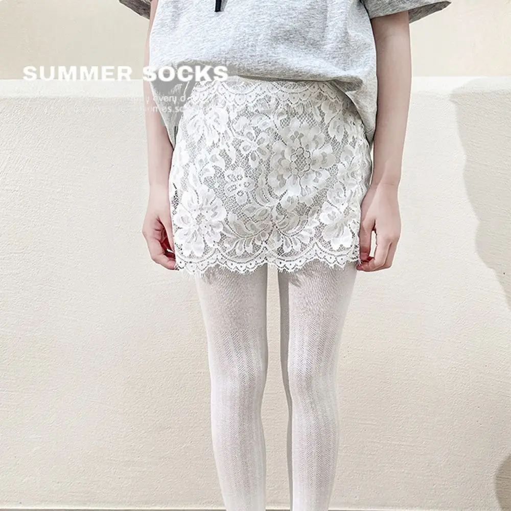 

Korean Baby Girls Lace Tights Children Thin Pantyhose Sweet with Skirt Leggings Kids