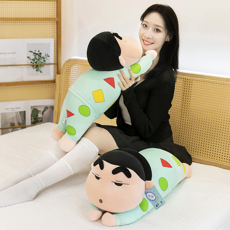Genuíno com tags crayon shin chan plushies fofinho recheado anime deitado shin chan brinquedo de pelúcia sofá cama volta almofada decoração para casa presente