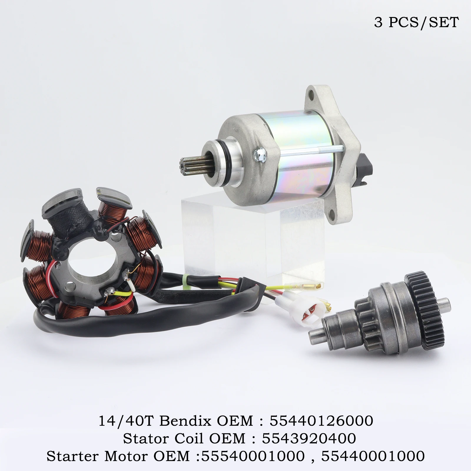 

3 PCS/SET Includes Starter Motor Bendix And Stator Coil For KTM Motorcycles XC XC-W EXC CDK Six Days OEM 55440001000 55439204000