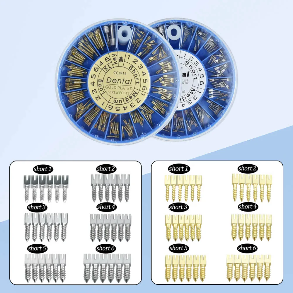 

120 шт., стоматологические винтовые стойки, позолоченные стойки из нержавеющей стали для стоматологического инструмента, набор стоматологических материалов