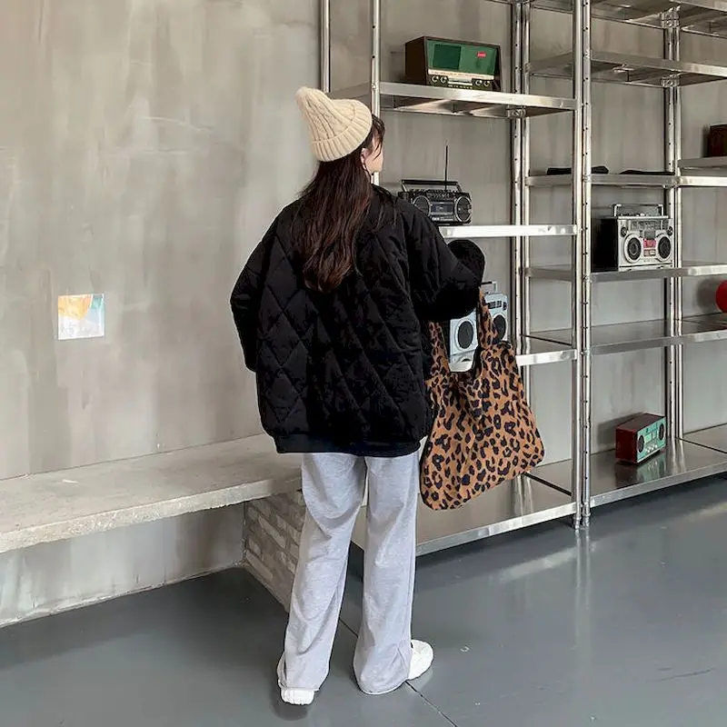 Women Thick Jackets V-neck Puffer Corduroy Parkas High-Quality Warm Vintage Wild Coats New 2021 Autumn Winter Female Overcoat