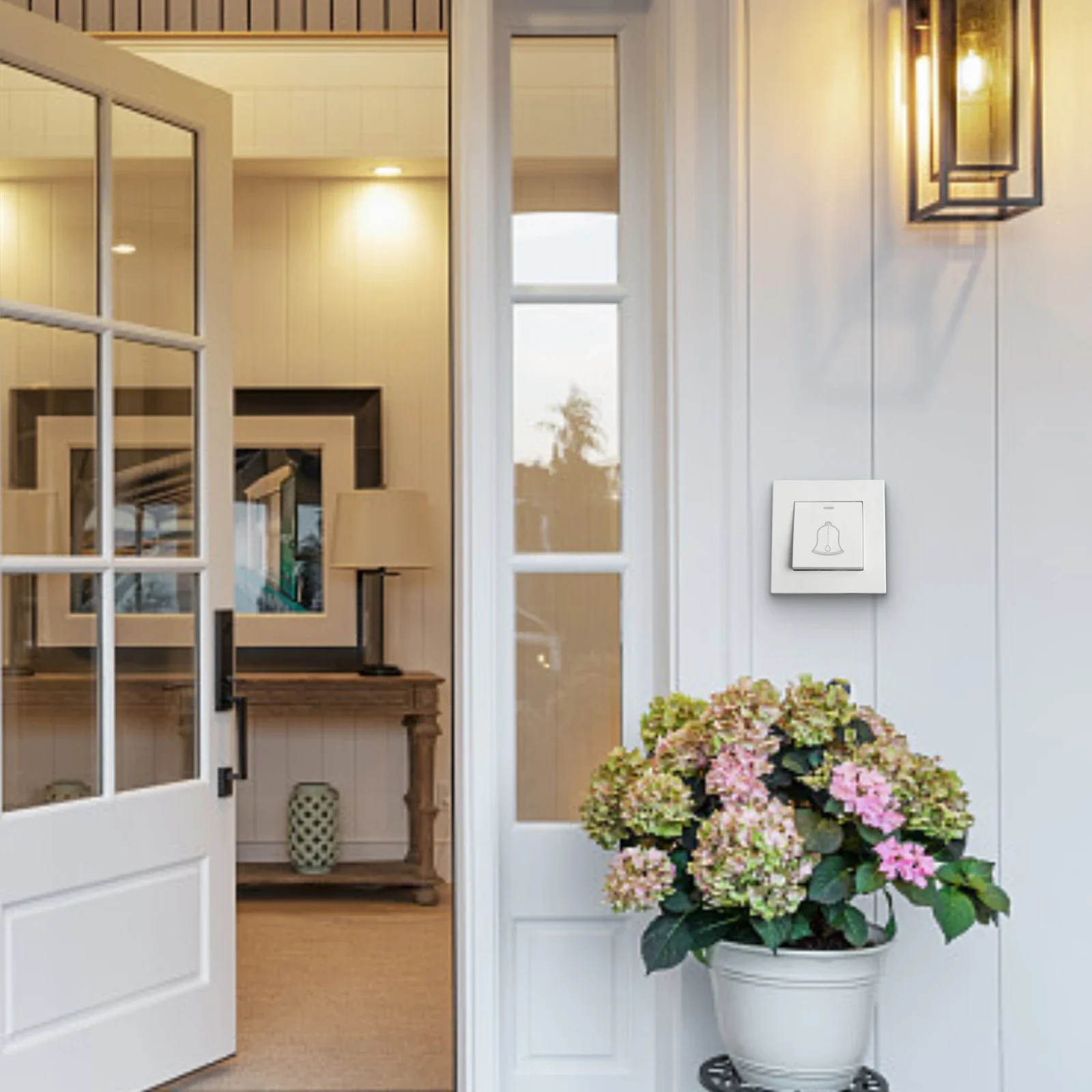 Bell Switch Door Bell Panel Push Button Self Consuming Power Type White Dimension Electrical Current Panel Type