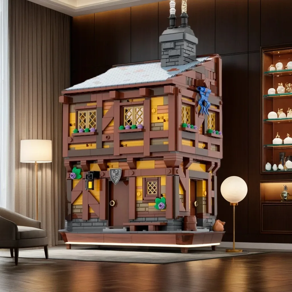 1590 個 MOC 中世の家 1 歴史的、素朴で詳細な DIY モデルビルディングブロック誕生日おもちゃギフト