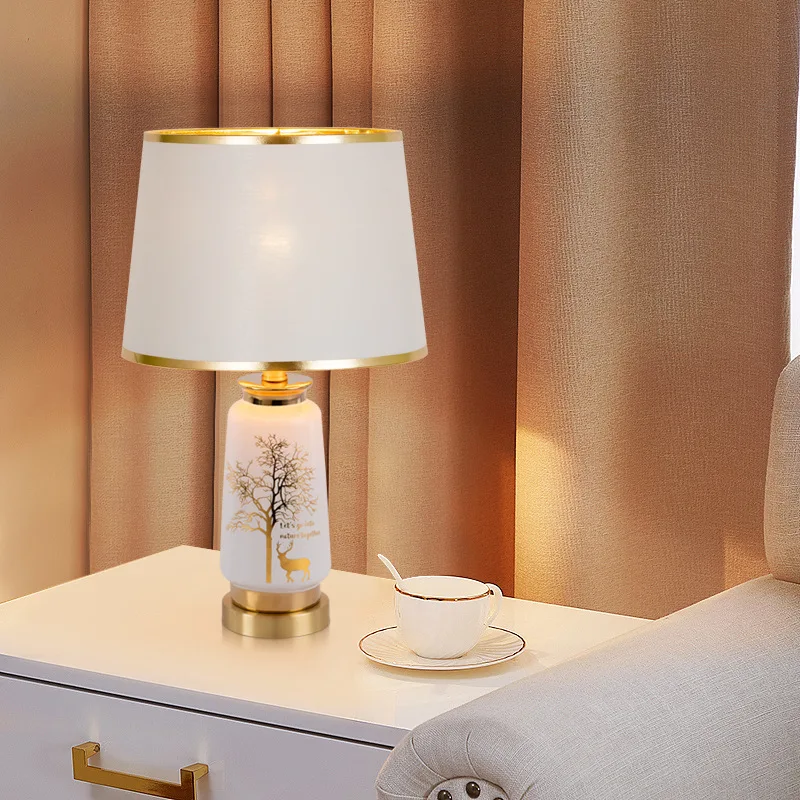 Ceramic table lamp European style living room study bedroom bedside lamp hotel club model room Nordic light luxury 2020 new mod #5