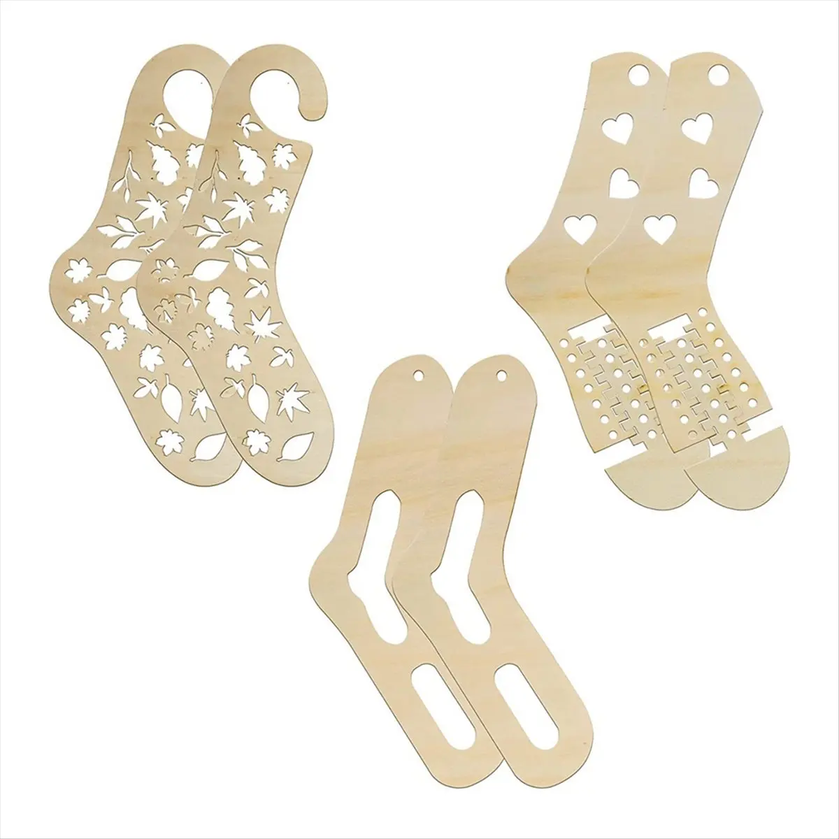 [HLES]6Pcs Wooden Sock Blockers for Knitting,Adjustable Sock Blocker for Knit Blockers Knitting Crochet Stocking Display Molds