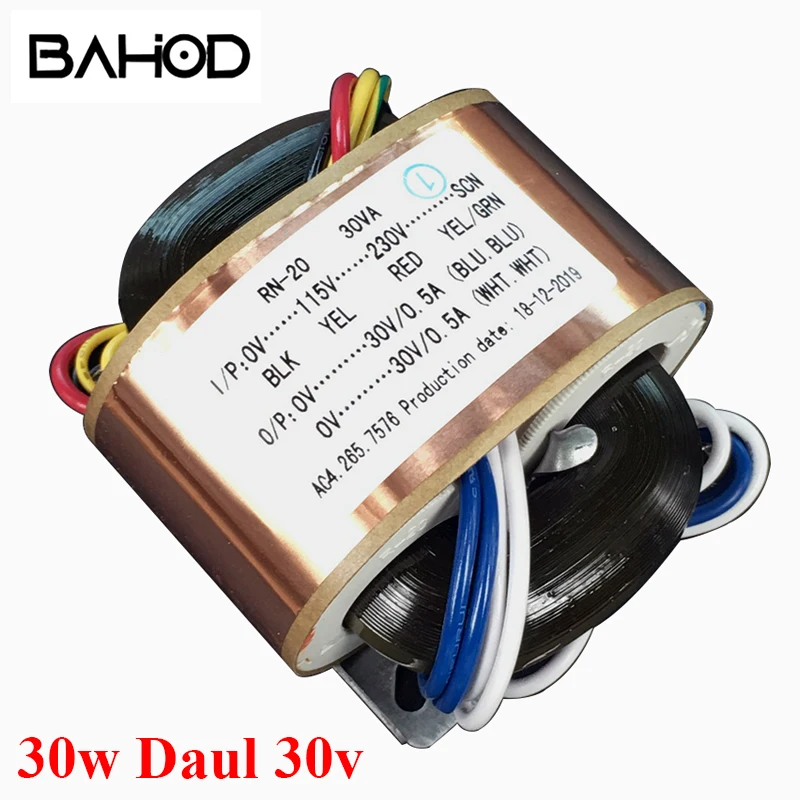 

BAHOD 30 Вт двойной 30 В 4-проводной силовой трансформатор R-типа для HIFI усилителя аудио аксессуары
