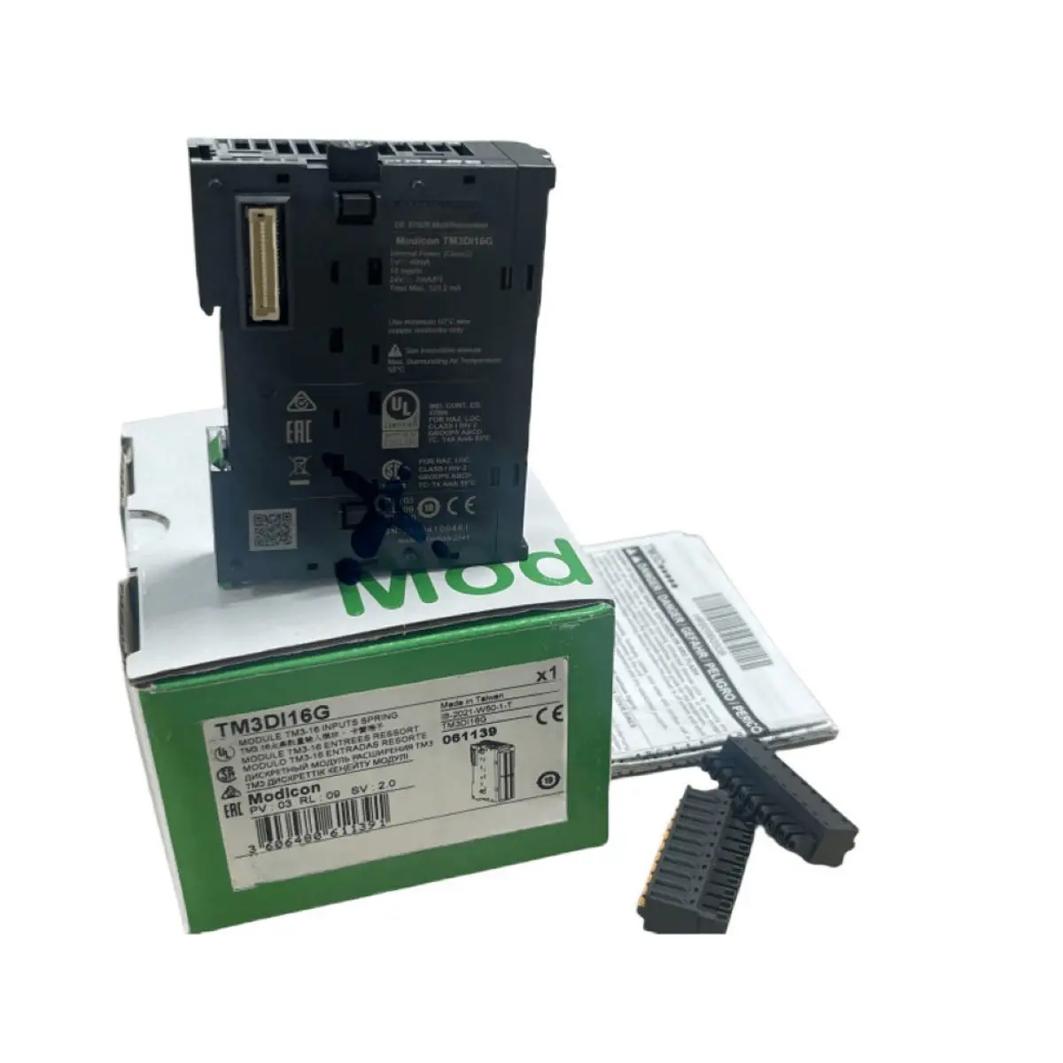 Discrete input module, Modicon TM3, 16 inputs, spring, 24V DC TM3DI16G