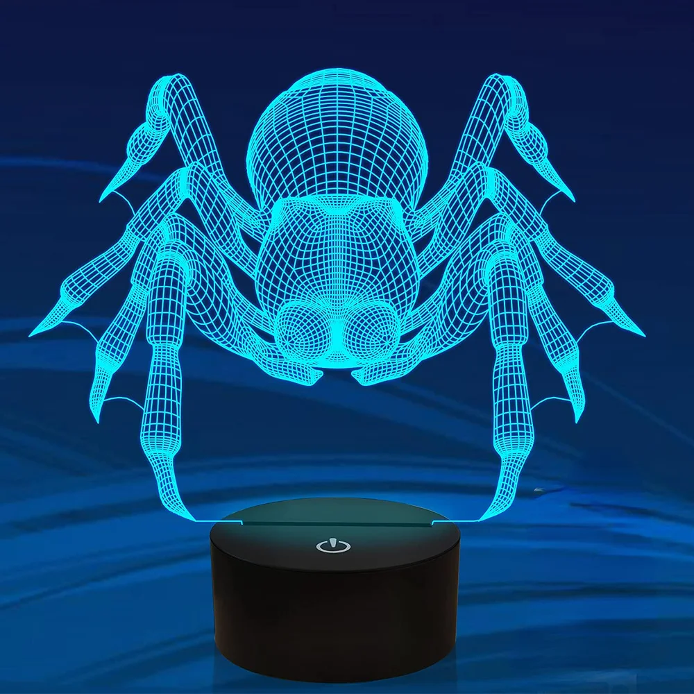 Spider 3D lampka nocna dla dzieci lampa iluzoryczna 16 zmiana kolorów ze zdalna regulacja ściemniania Halloween dekoracja na urodziny prezent dla małych dzieci